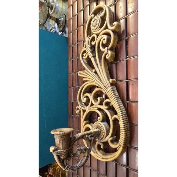Vintage 1978 Ornate Wall Sconce Candle Holder Hollywood Regency DART Inc - Picture 1 of 6